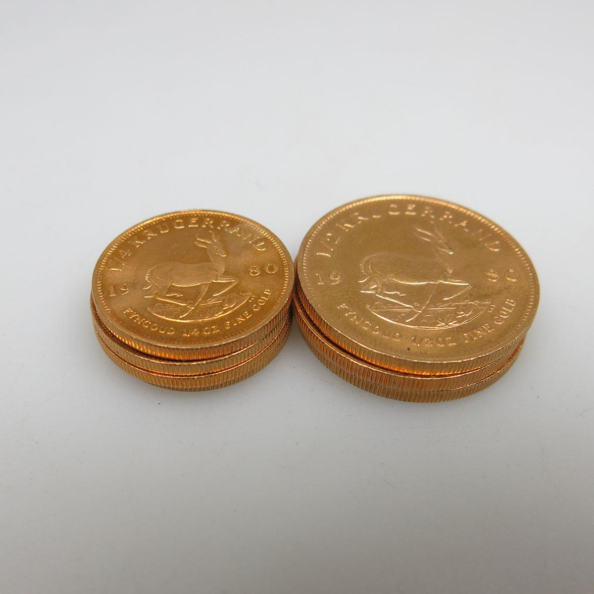 3 Half And 4 Quarter Krugerrand Gold Coins
