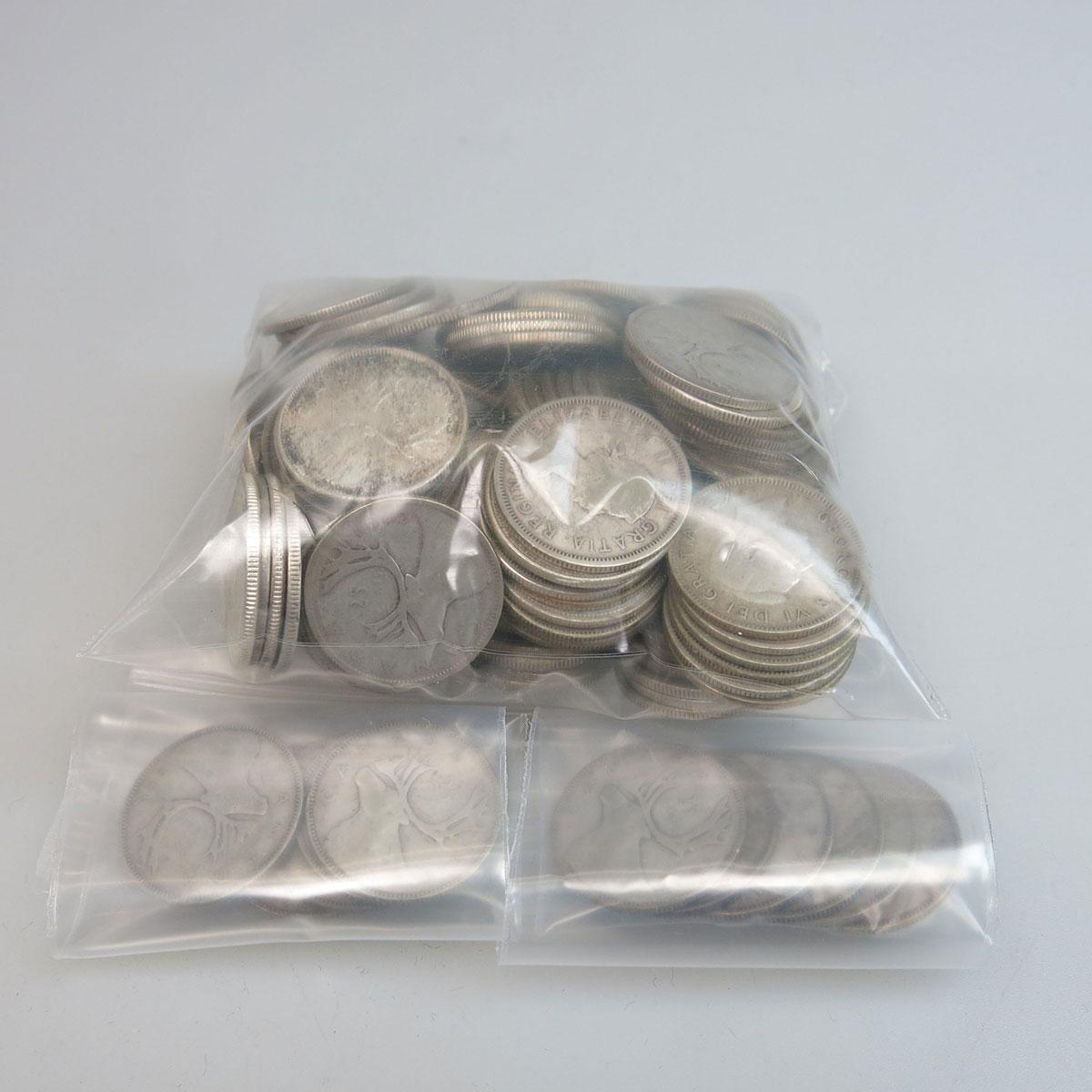 145 Various Canadian Silver Quarters