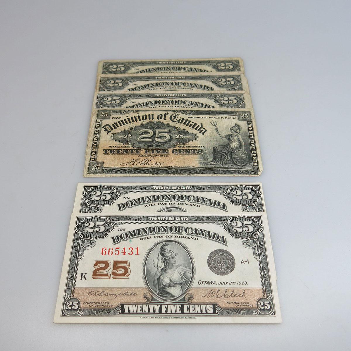 2 Canadian 1923 “Shinplaster” 25 Cent Bank Notes