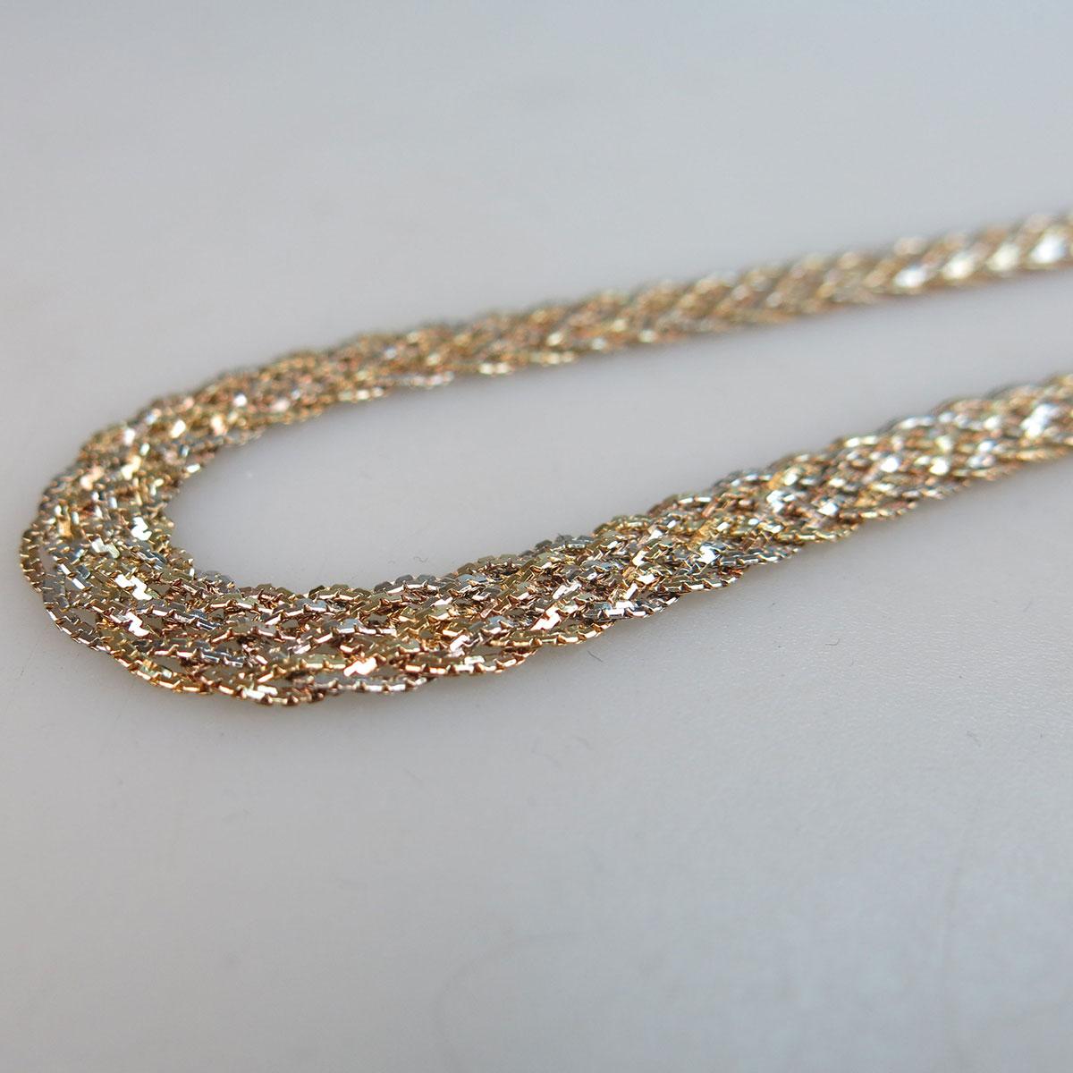 18k Three Colour Gold Woven Necklace