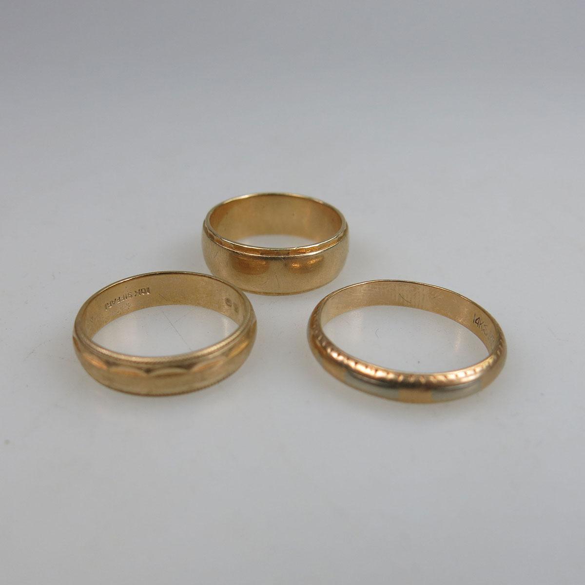 1 x 10k & 2 x 14k Yellow Gold Bands