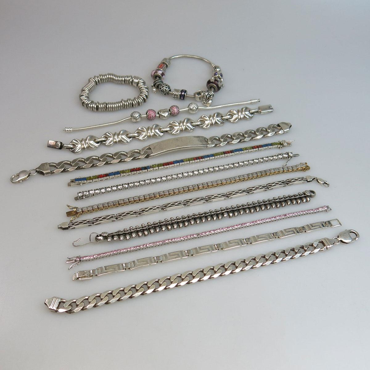 13 Various Silver Bracelets