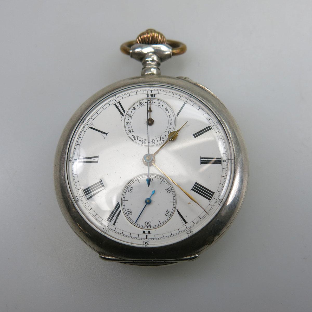 Openface Stemwind Pocket Watch With One-Button Chronograph