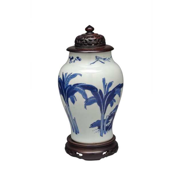 Blue and White Figural Vase, Transitional Period, 17th Century