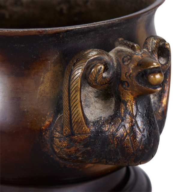 Bronze Goat-Handled Censer, Xuande Mark, 16th/17th Century