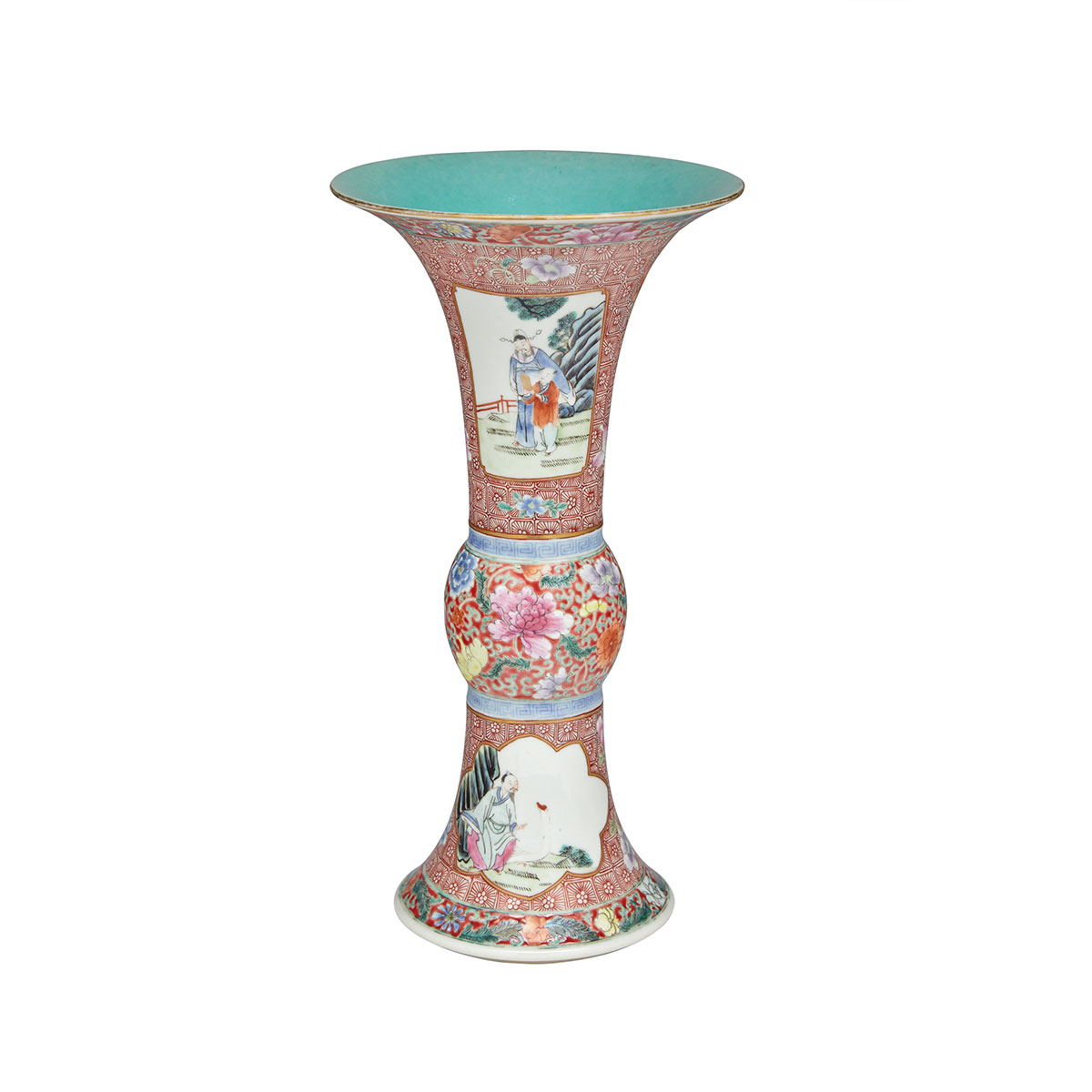 Famille Rose Beacker Vase, Gu, Qianlong Mark 