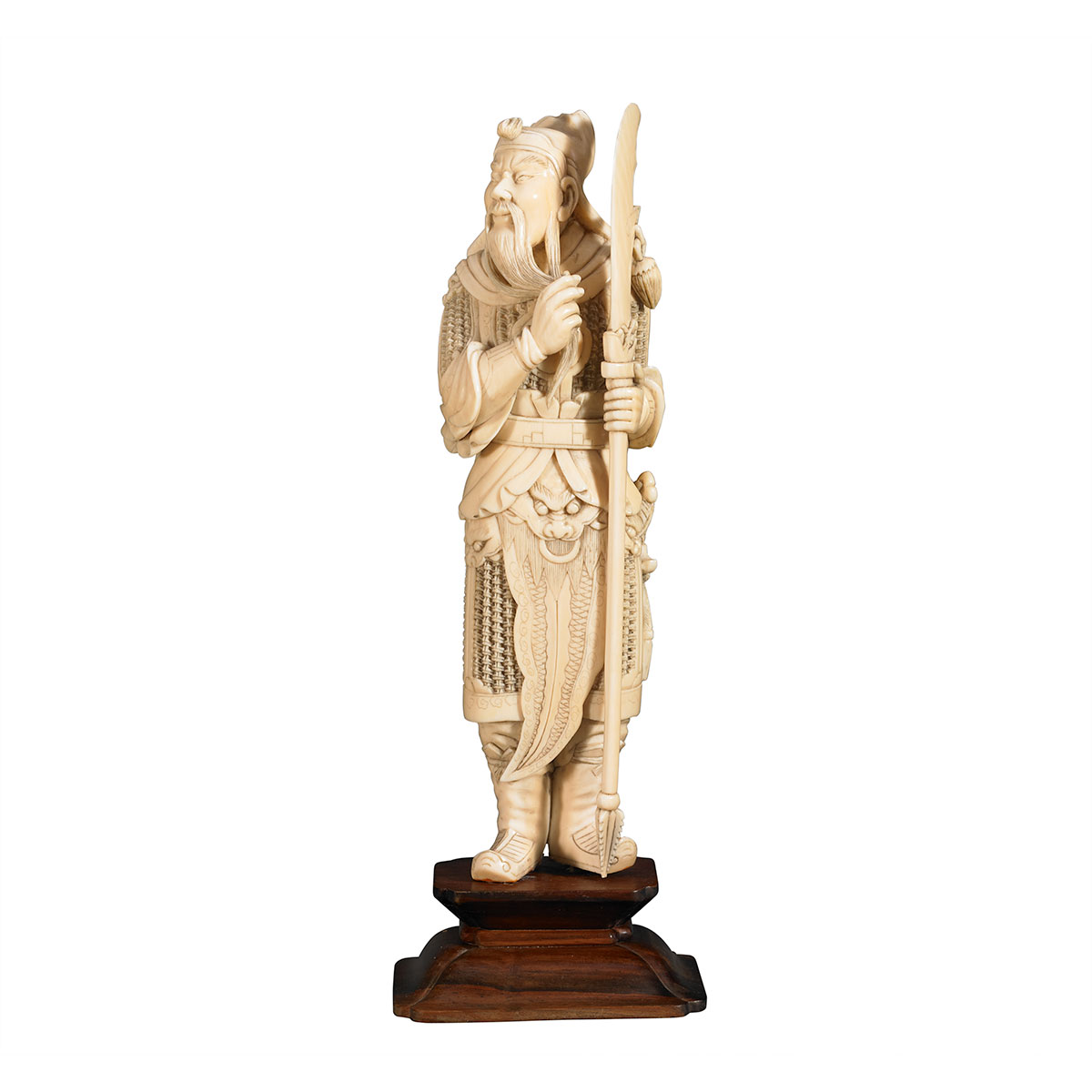 Ivory Carved Figure of Guanyu, Circa 1900