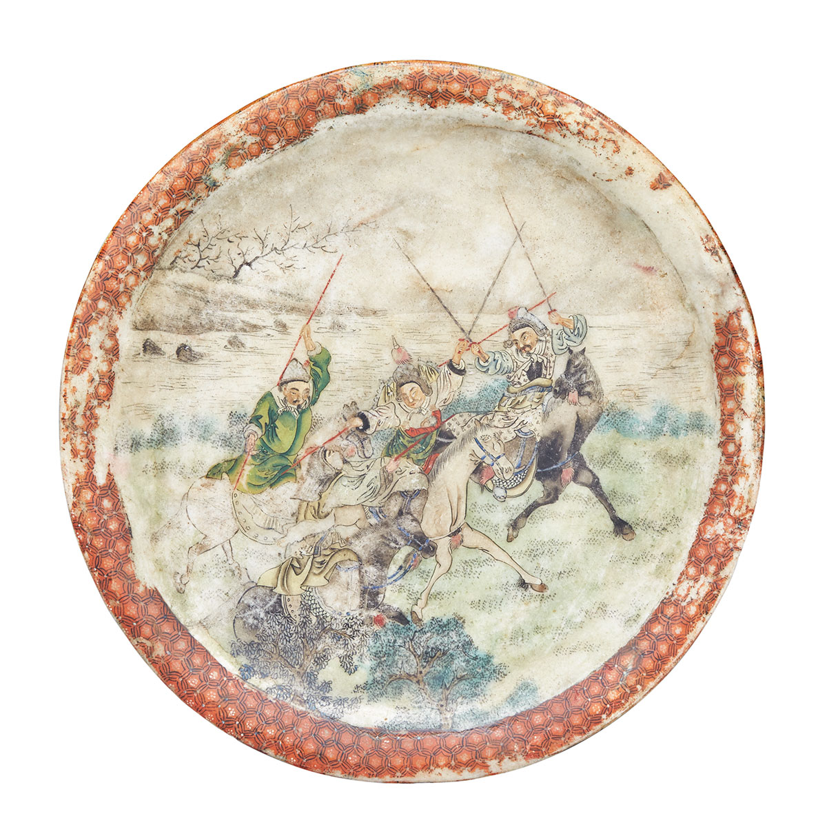 Unusual Polychromed Marble Charger, 19th Century