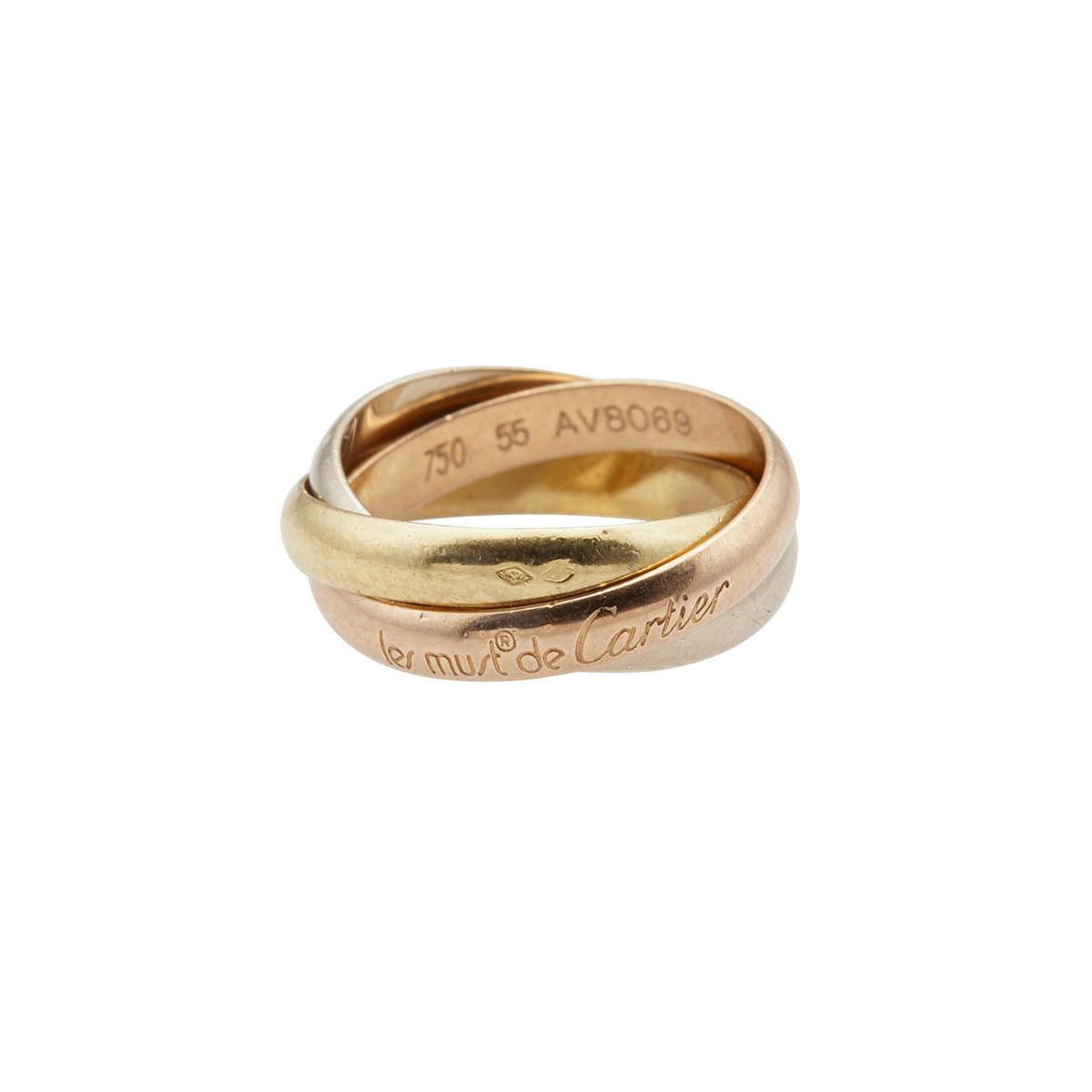 Must De Cartier French 18k Three Colour Gold Trinity Ring