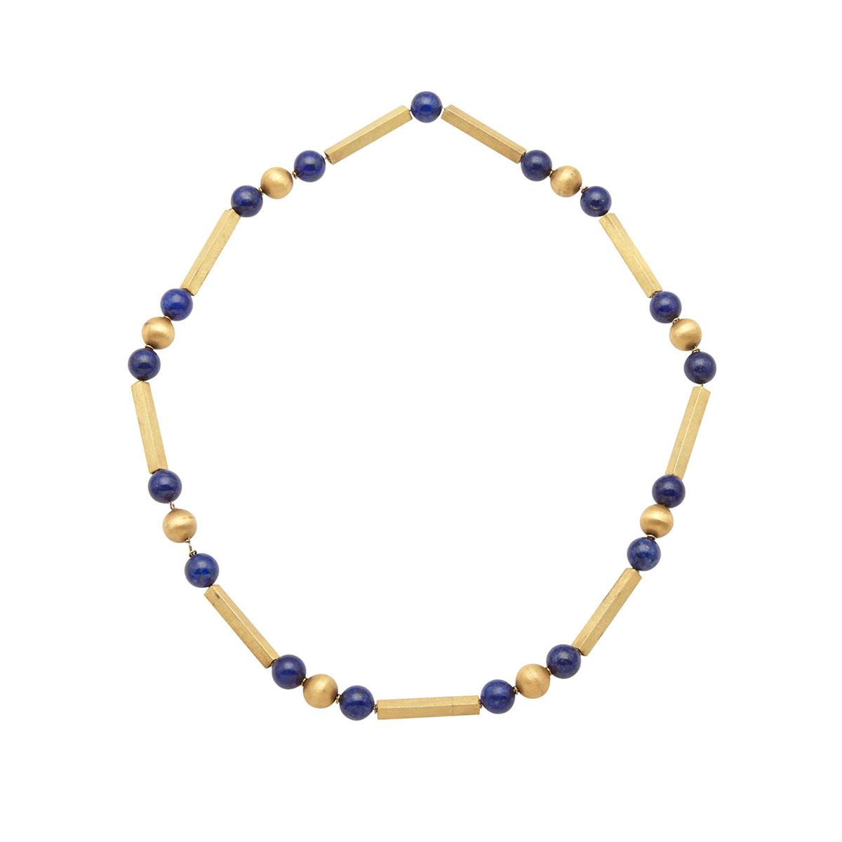 18k Yellow Gold And Lapis Bead Endless Necklace
