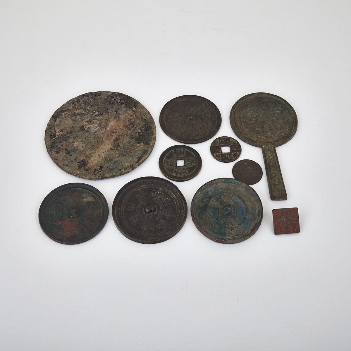 Group of Ten Bronze Items, 19th Century and Earlier