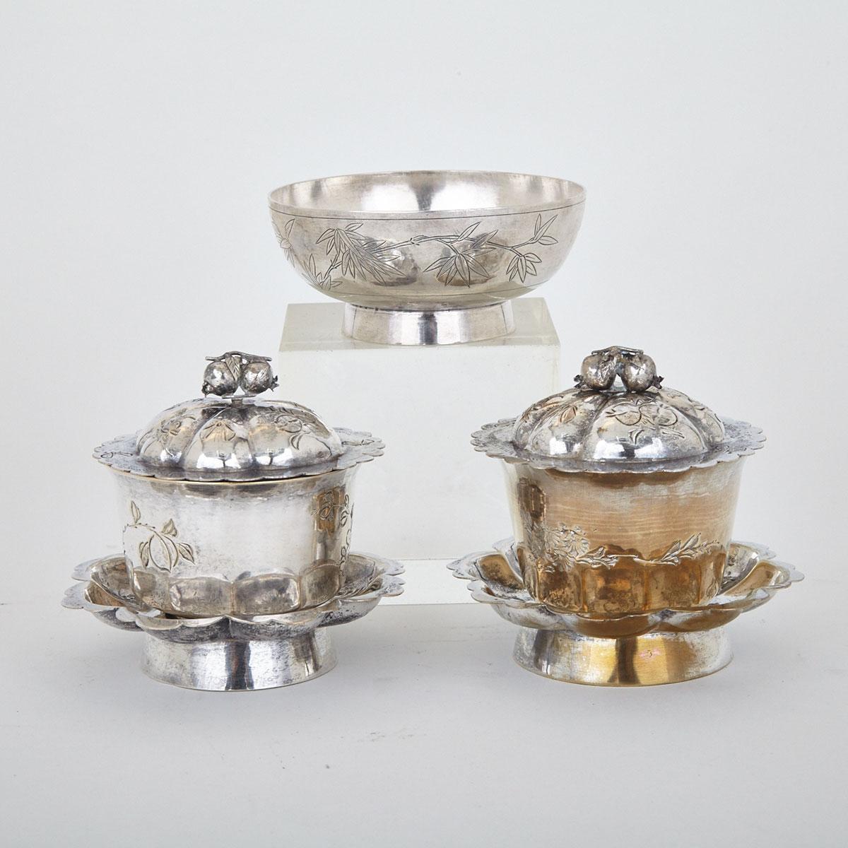 Pair of Export Silver Covered Cups, Circa 1900
