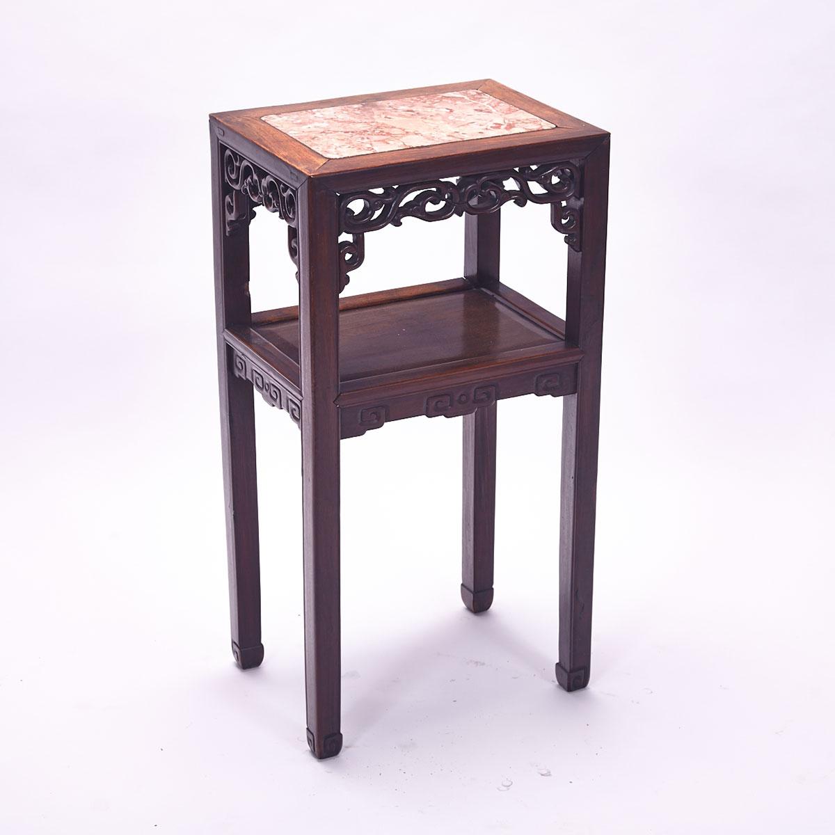 Huali and Marble Side Table, Early 20th Century