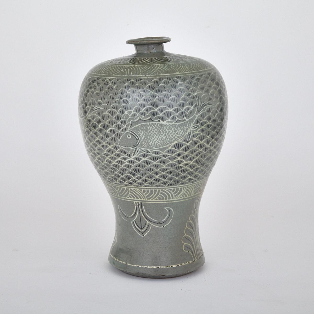Celadon Glazed Inlay Jar, Korea