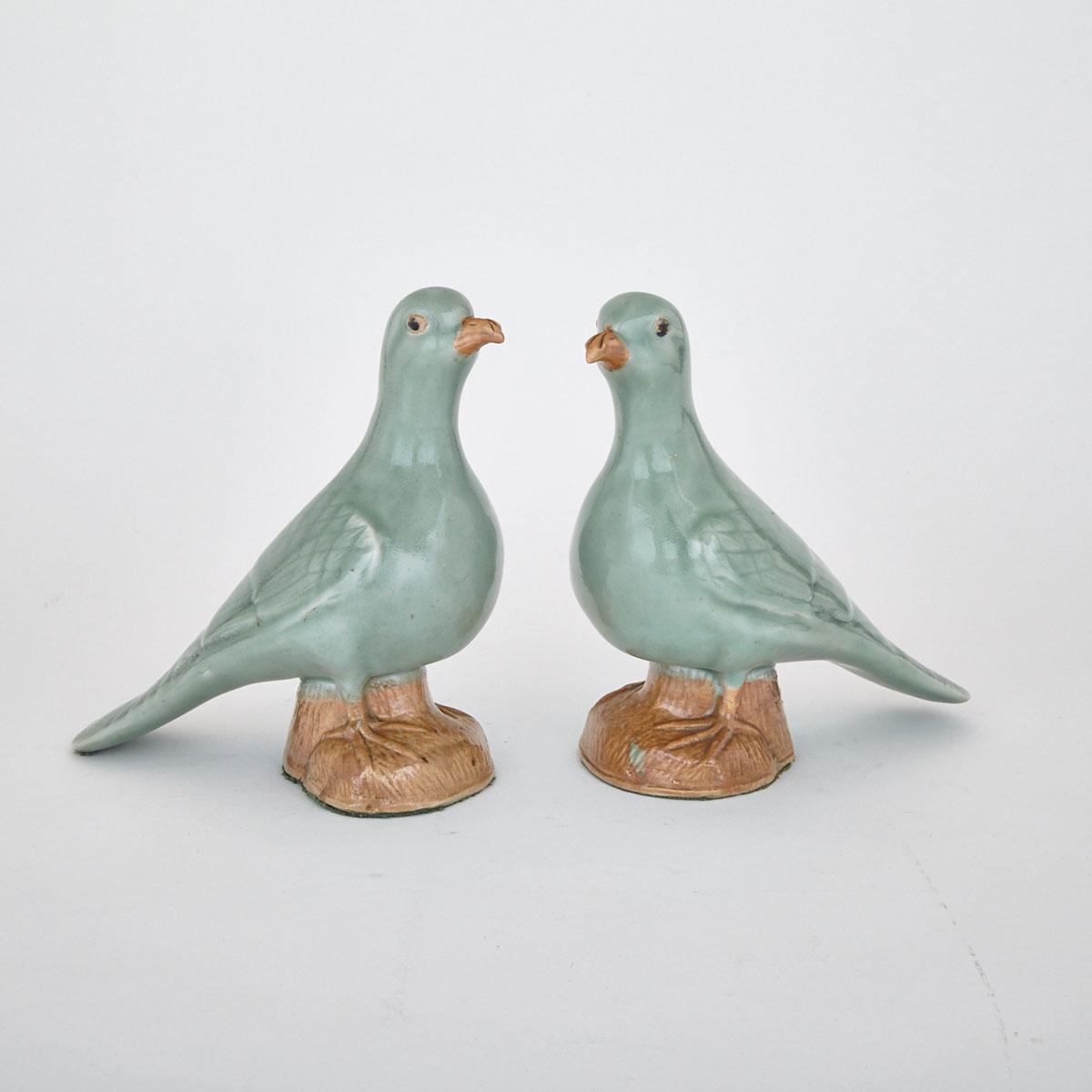 Pair of Celadon Glazed Doves, Republican Period