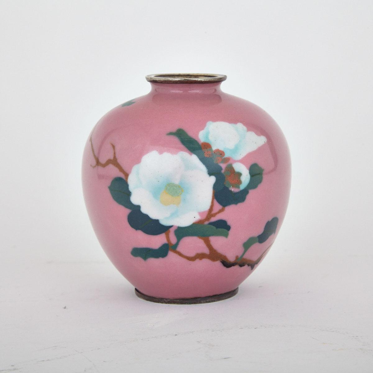 Pink Ground Enamel Vase, Japan, Early 20th Century
