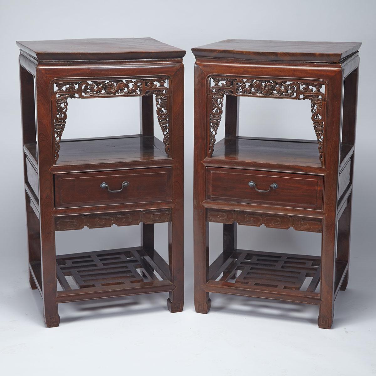 Pair of Tall Square-Form Tables, Early 20th Century