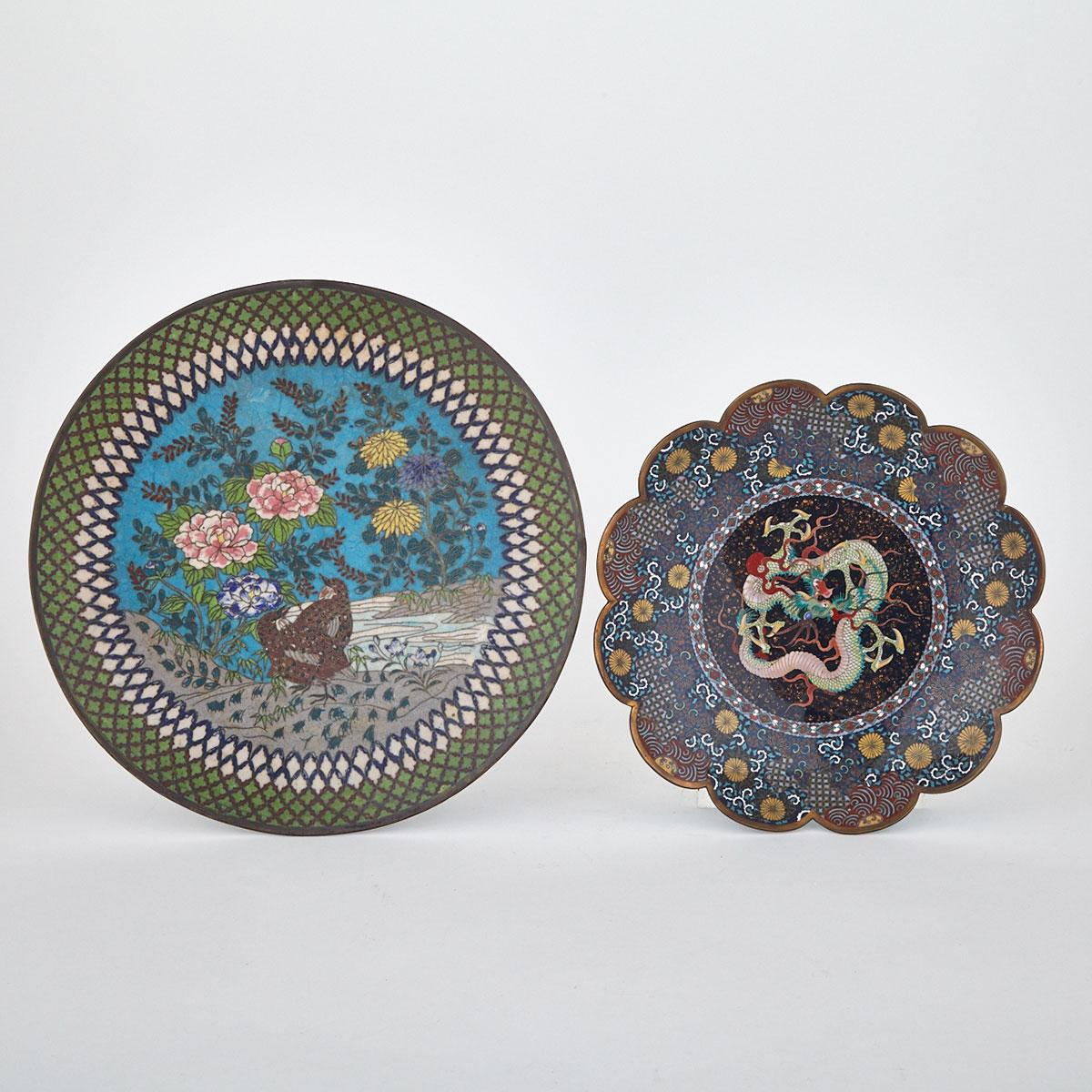 Two Cloisonné Enamel Plates, Japan, First-Half 20th Century
