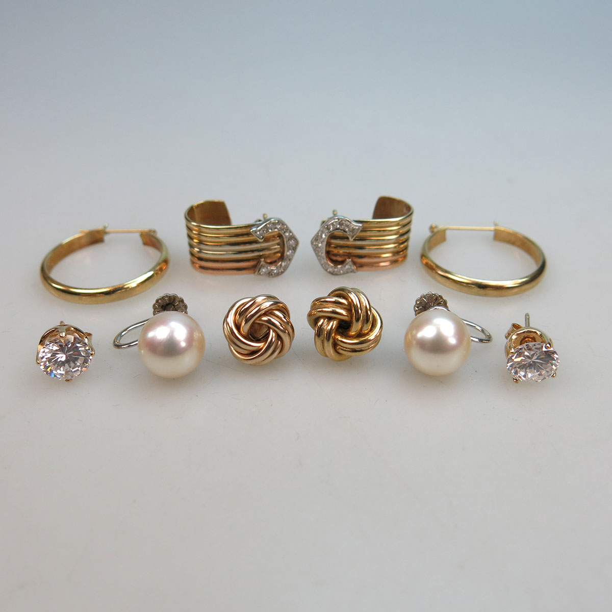 5 Various Pairs Of 14k Gold Earrings
