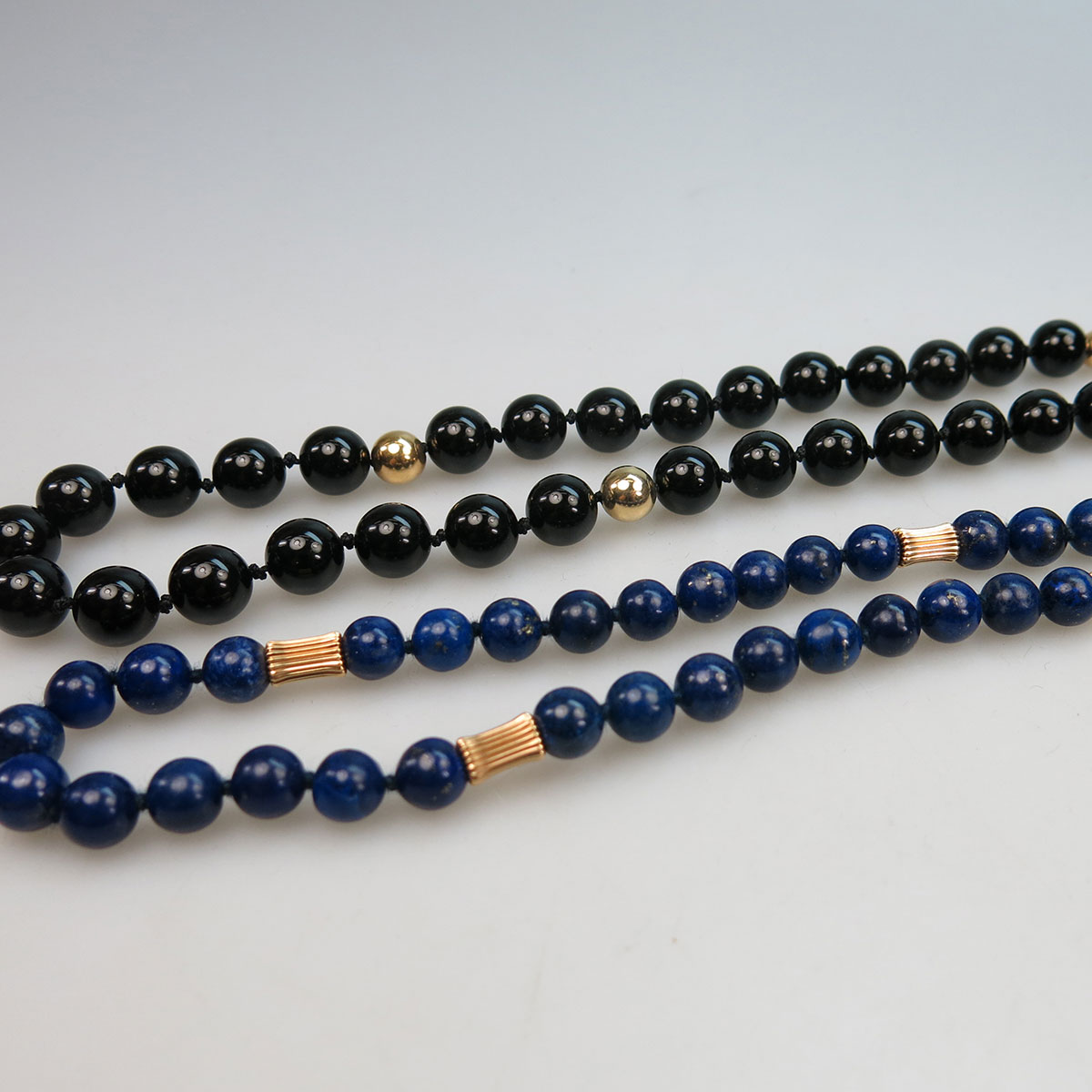 Lapis And Onyx Bead Necklaces