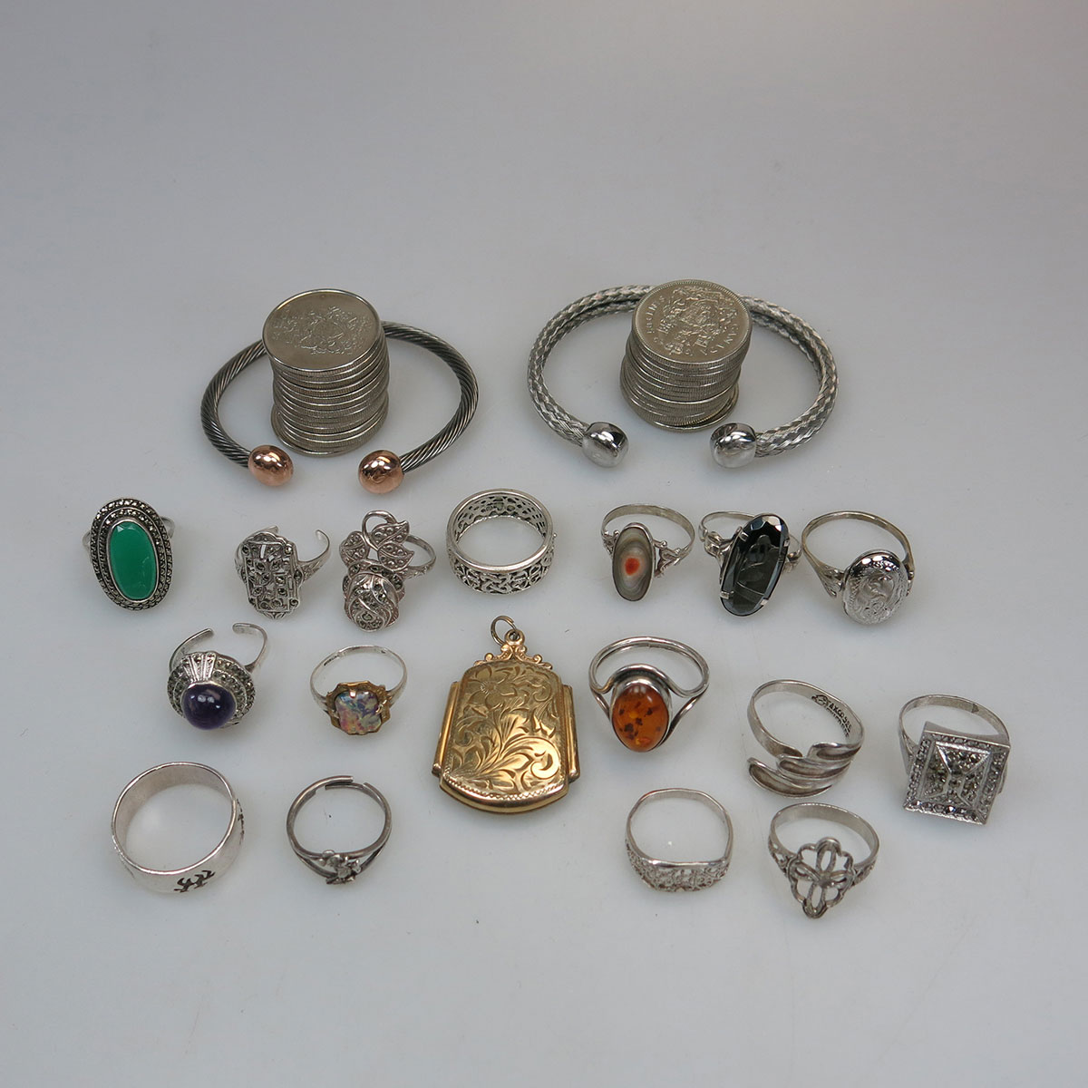 Small Quantity Of Costume And Silver Jewellery And Coins