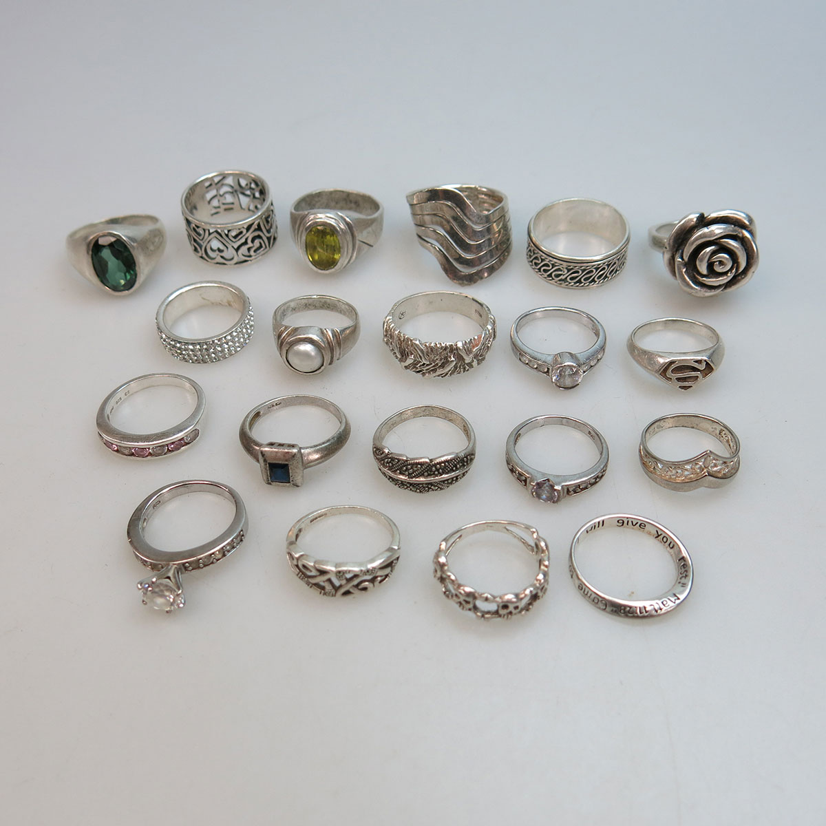 20 Various Silver Rings