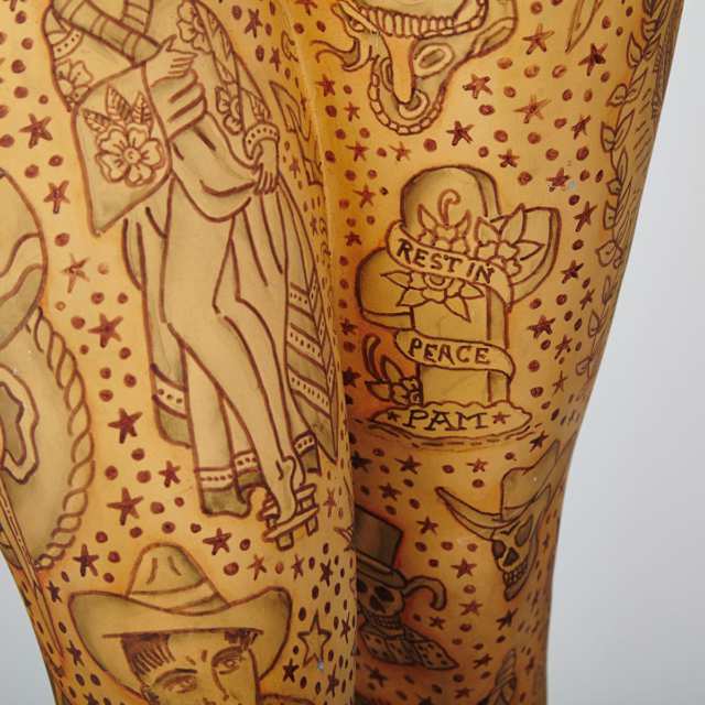 Polychromed Fiberglass Figure of a Tattooed Woman by Jonathan Shaw (b.1953)