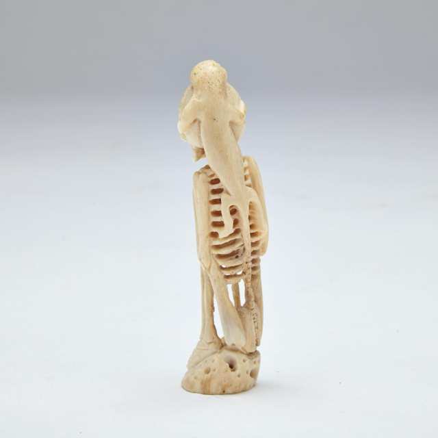 Small Memento Mori School Carved Bone FIgure of a Skeleton, early-mid 20th century