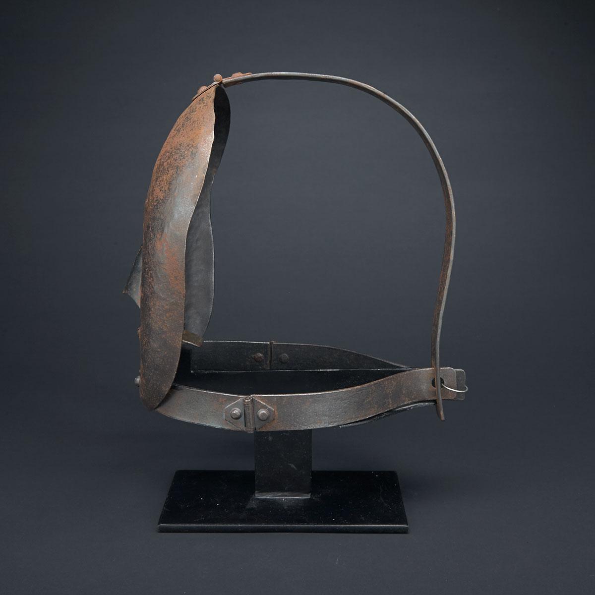 Mediaeval German Style Wrought Iron ‘Shame’ Mask, 20th century