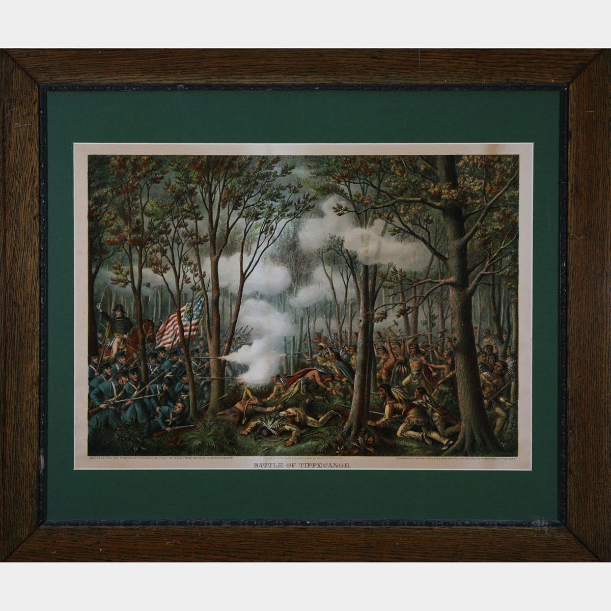 Five Victorian Lithographs of Battle Scenes from the War of 1812, 19th century