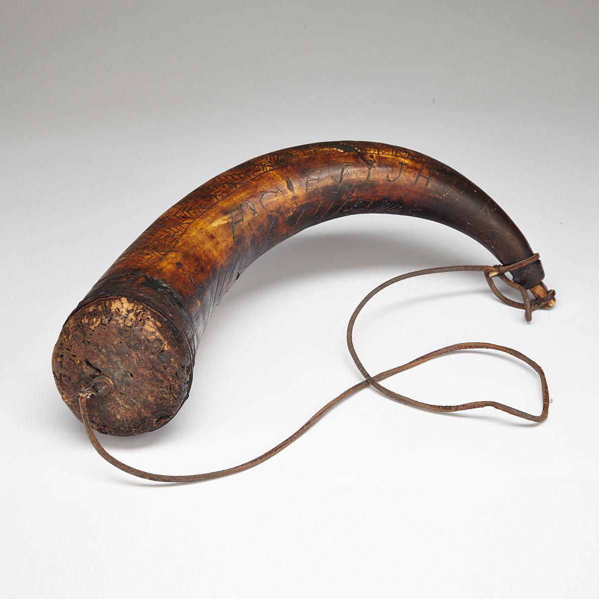 French and Indian War Style Powder Horn, possibly 2nd half, 18th century