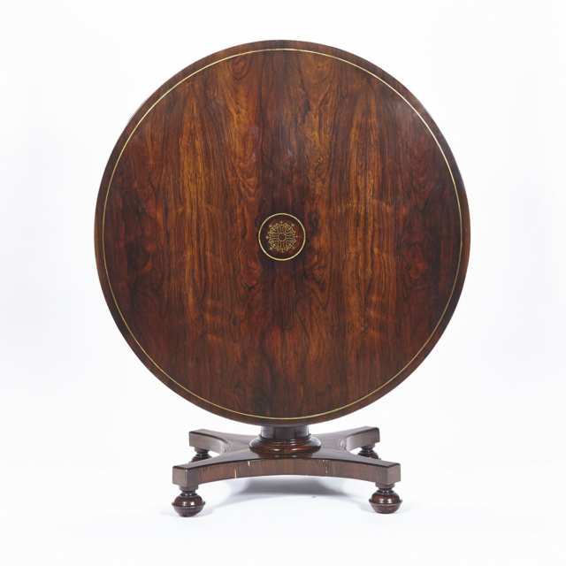 French Empire Style Brass Strung Rosewood Table, early 20th century