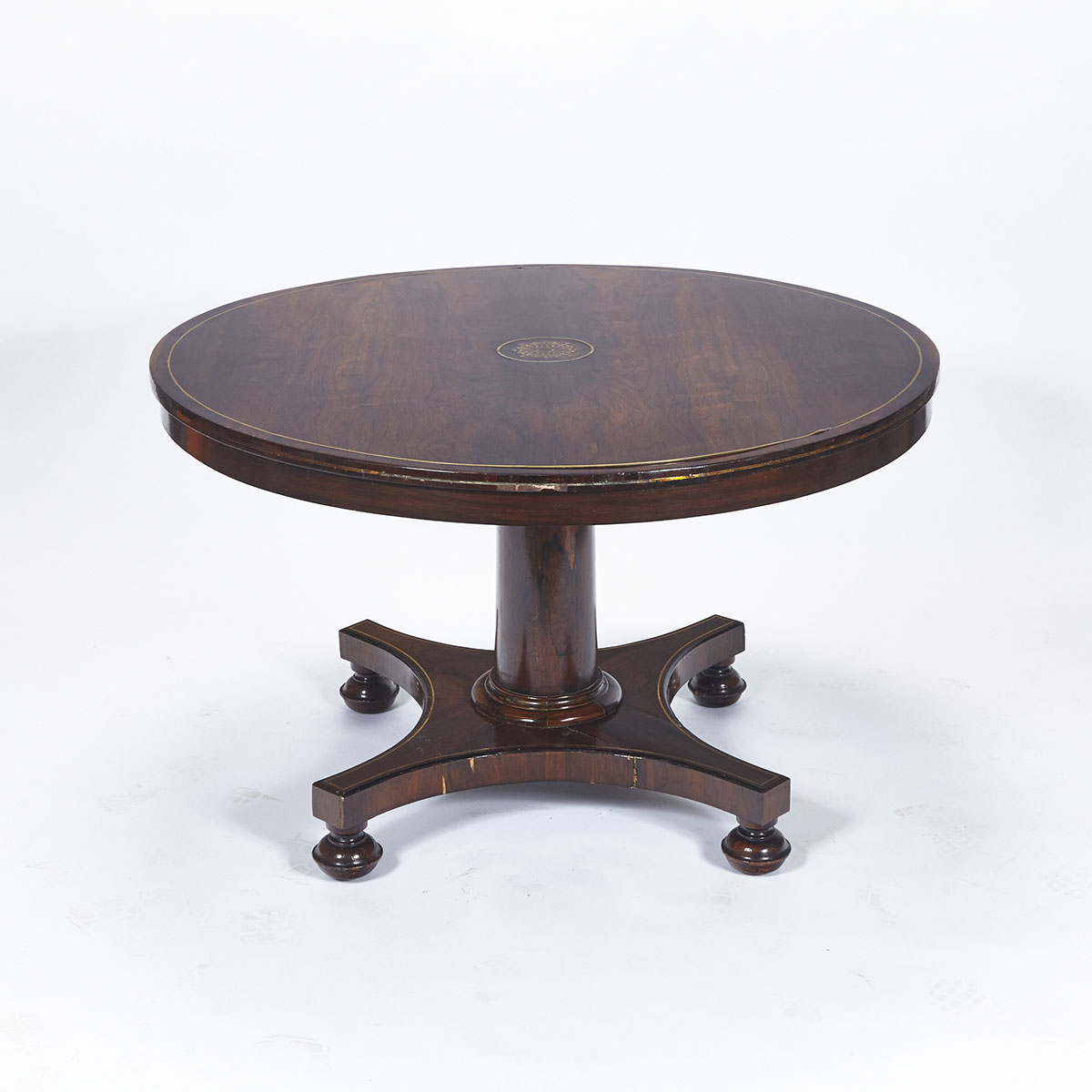 French Empire Style Brass Strung Rosewood Table, early 20th century