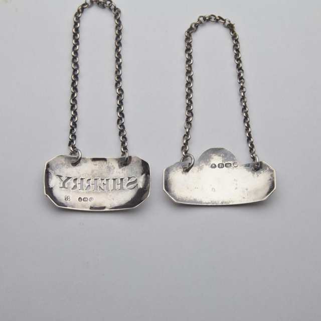 Two Late Georgian Silver Wine Labels, Thomas & James Phipps. London, 1820 and maker’s mark CF(?), 1831