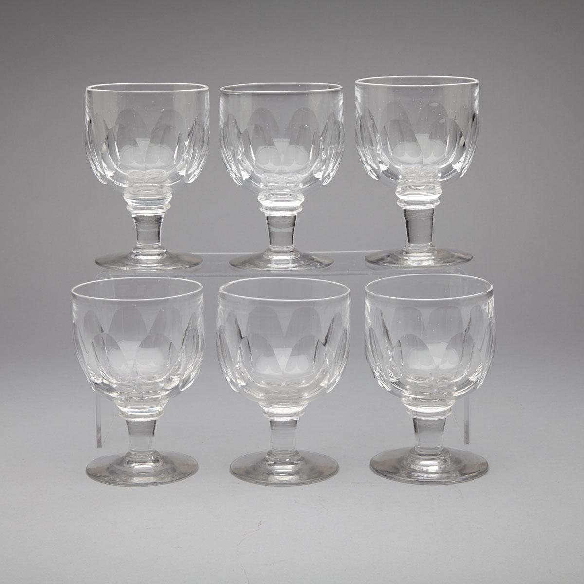 Six Victorian Cut Glass Rummers, 19th century