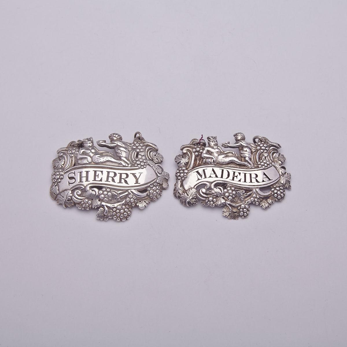 Two Georgian Silver Wine Labels, one John Reily, London, 1814, the other unmarked, c.1820
