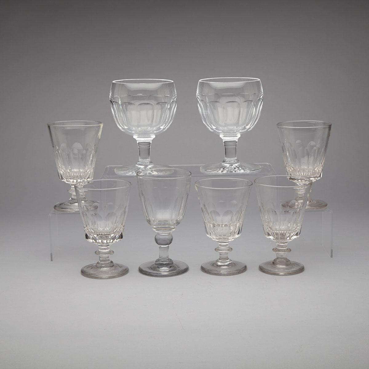 Eight Various Victorian Cut Glass Rummers, 19th century