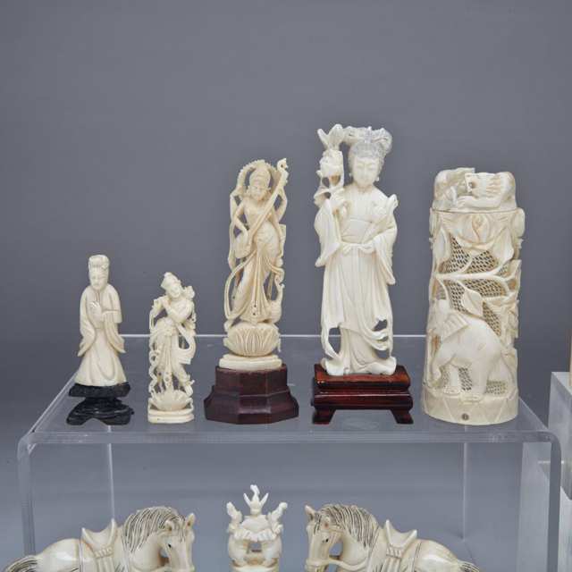 Group of 23 Ivory Carvings, China and India