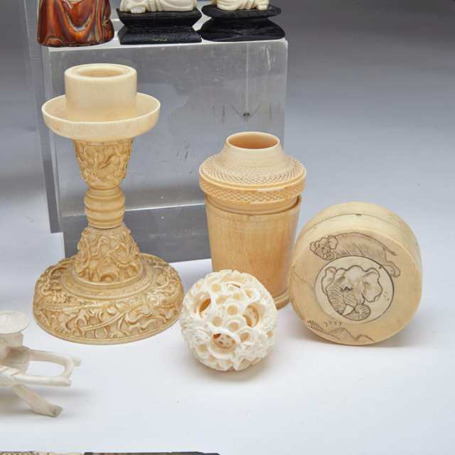 Group of 23 Ivory Carvings, China and India