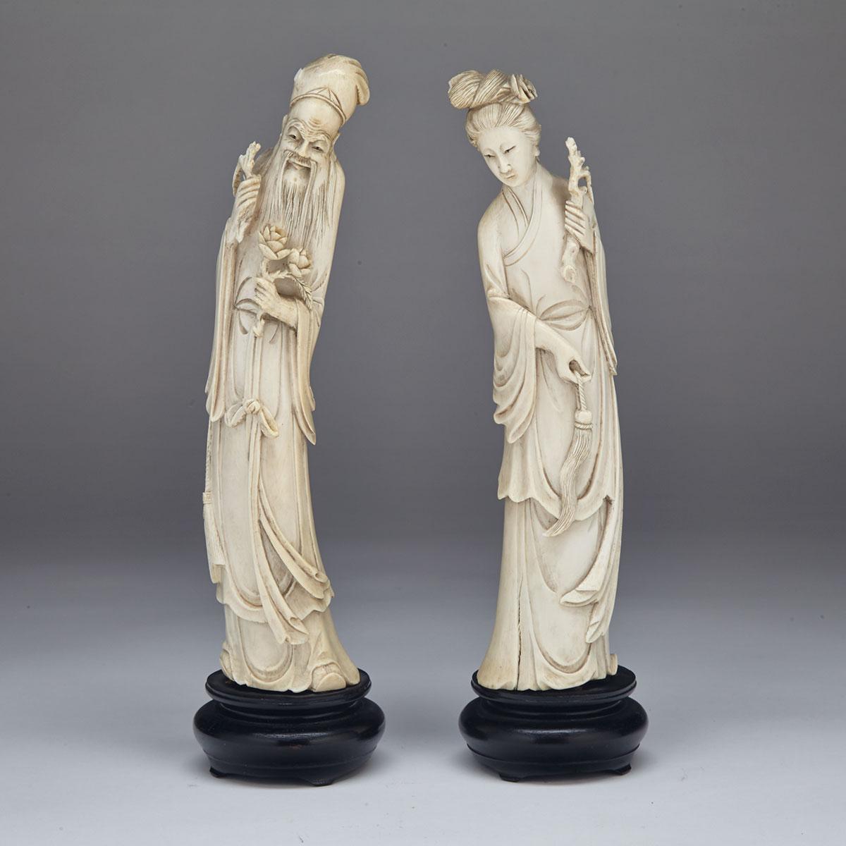 Two Ivory Carved Immortals, Circa 1930’s