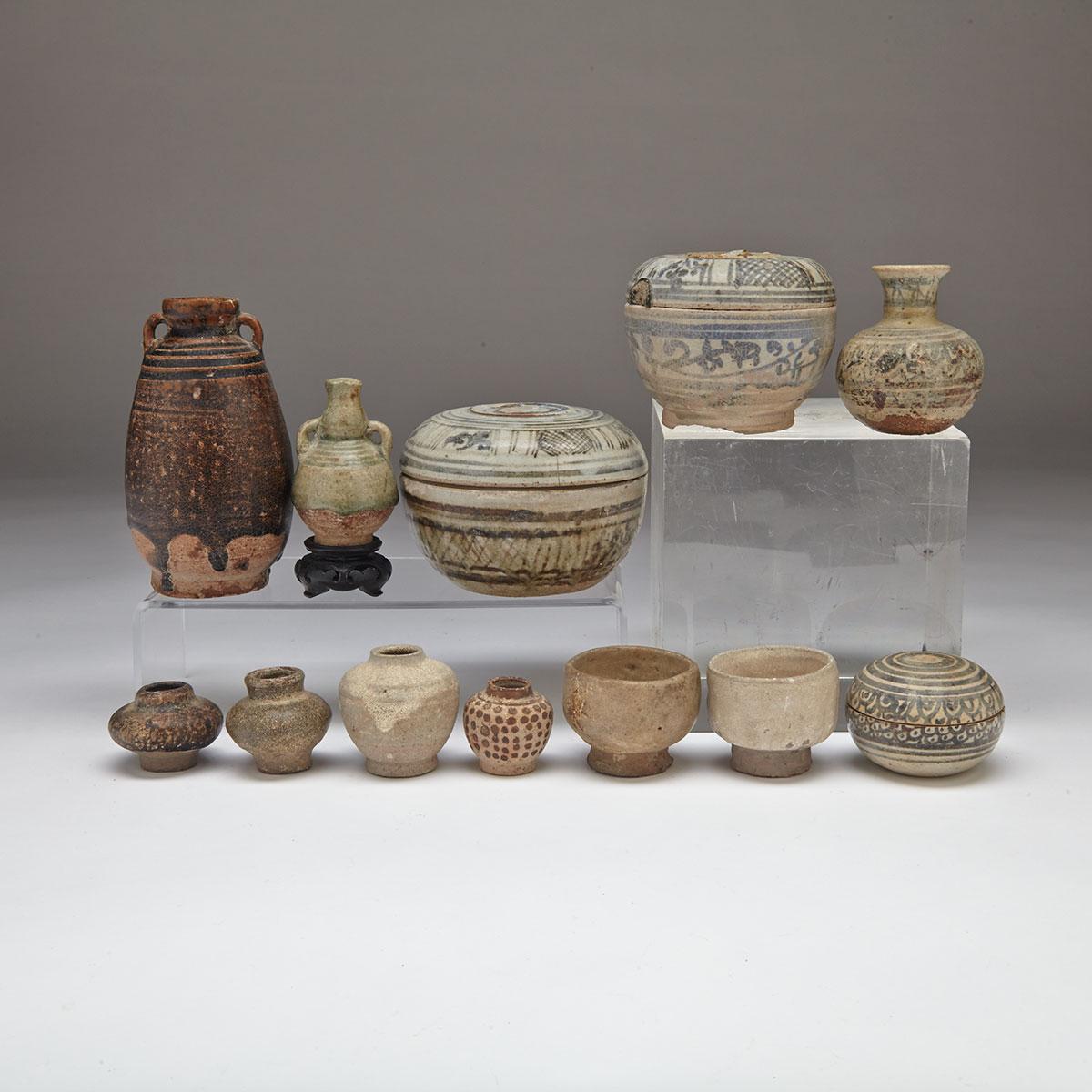 Group of  Twelve Porcelain Wares, 14th to 17th Century, South East Asia