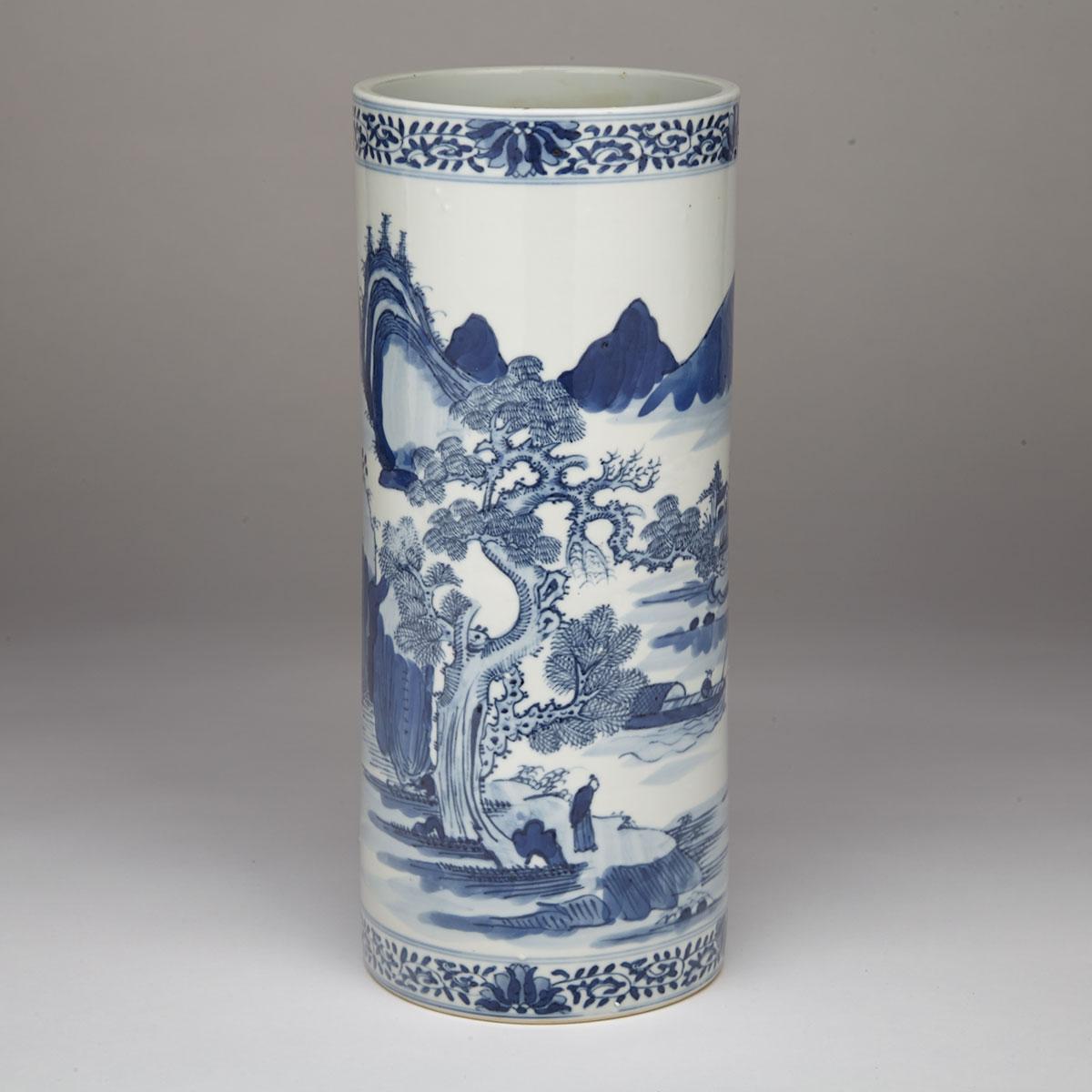 Blue and White Landscape Hat Stand, 19th Century