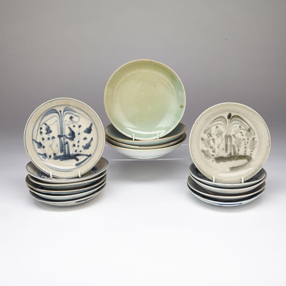 Eleven Blue and White Dishes, Chinese and South East Asia, 16th to 19th Century