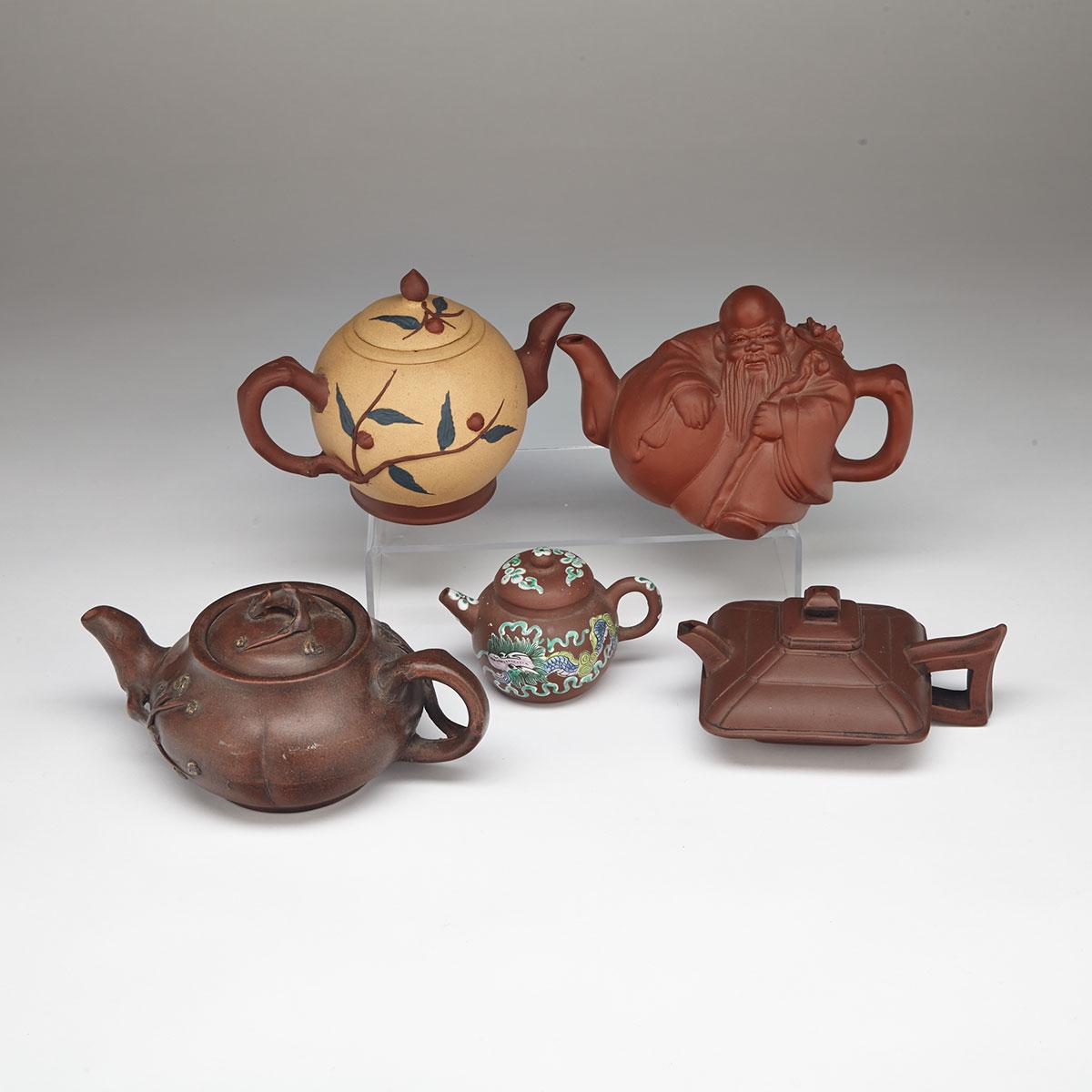 Five Yixing Stoneware Teapots
