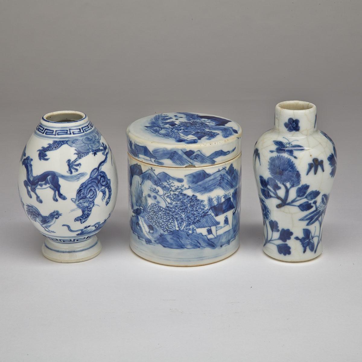 Three Blue and White Porcelain Wares