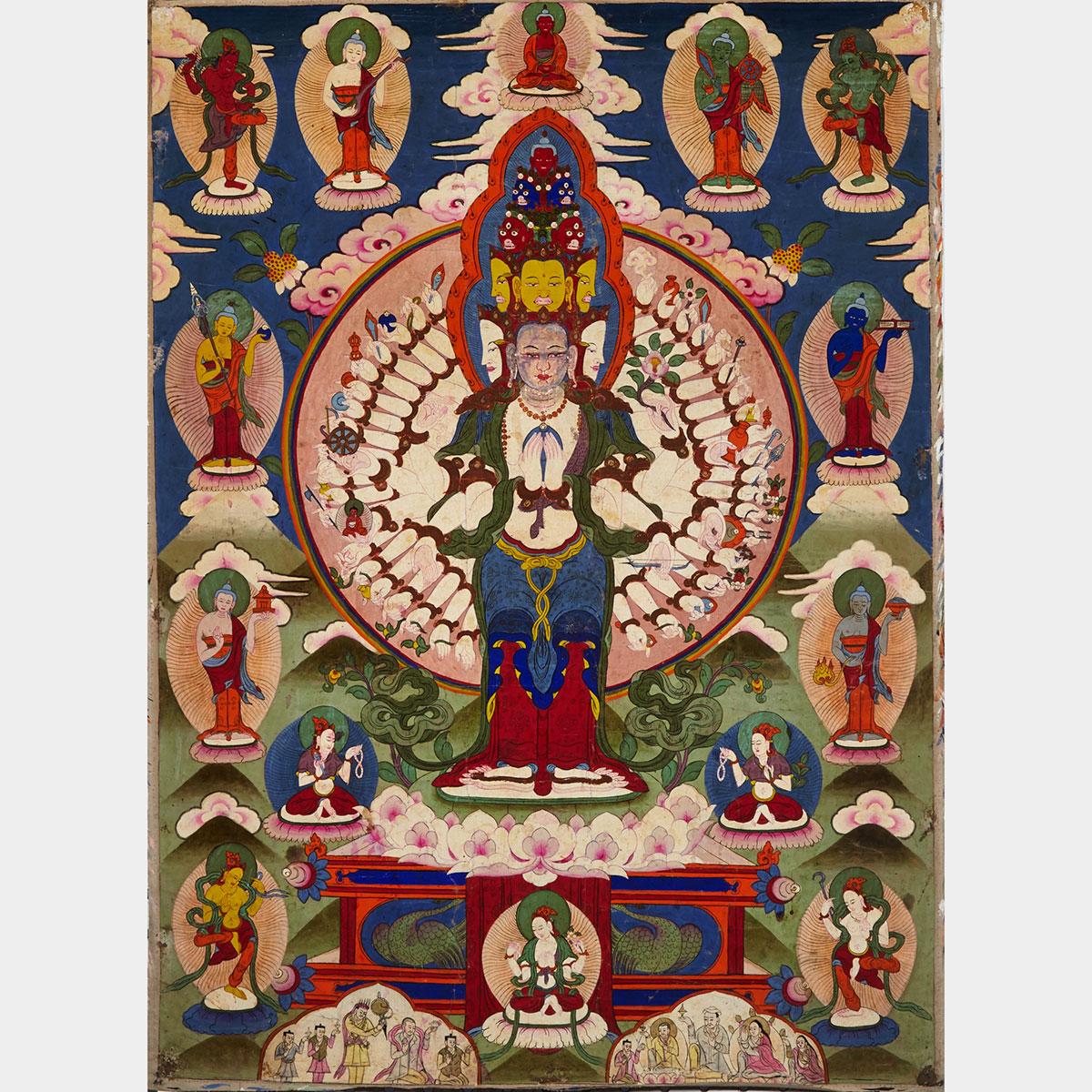 Thangka of Eleven Headed Avalokiteśvara