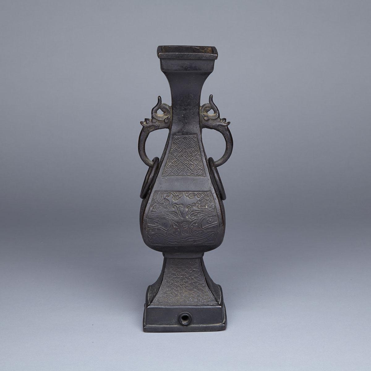 Bronze Elongated Vase, Ming Dynasty, 16th/17th Century