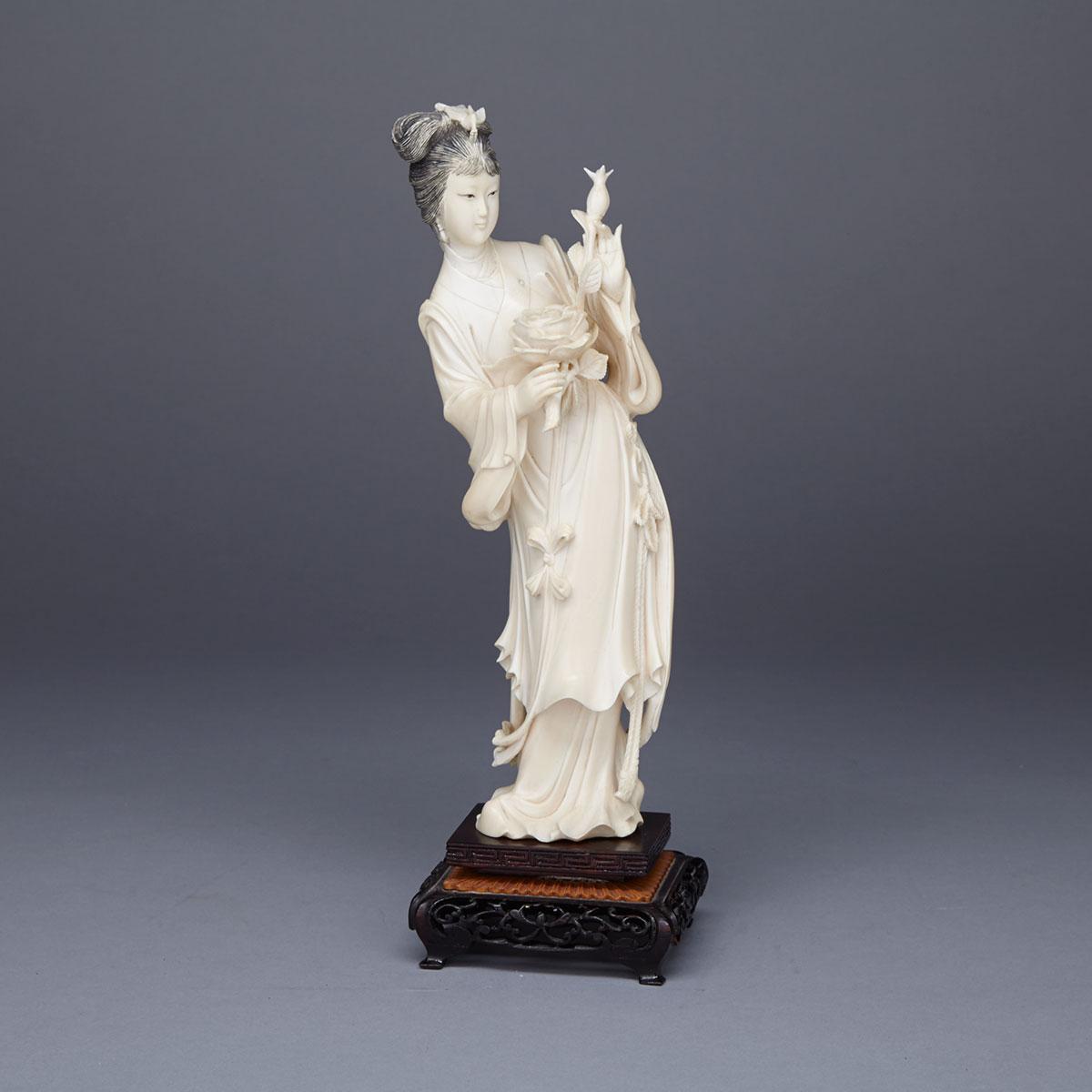 Ivory Carved Figure of a Female Immortal, Circa 1940’s
