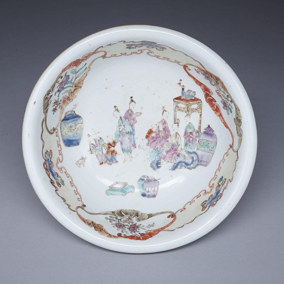 Export Famille Rose Figural Basin, 18th Century