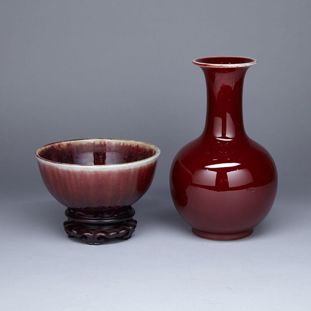 Oxblood Glazed Bottle Vase, Jingdezhen Mark